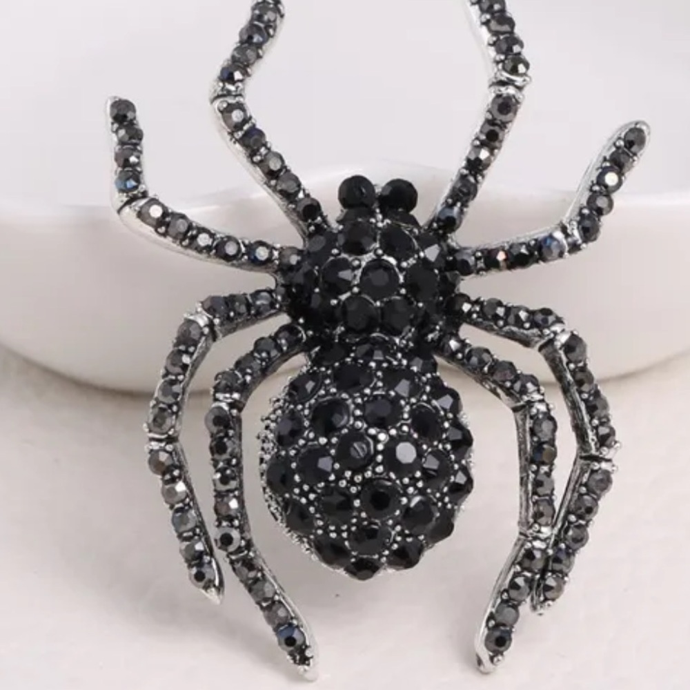 Ipsy Bitsy Spider black widow Black Diamond Retro Spider‎ Brooch Fashion Pin